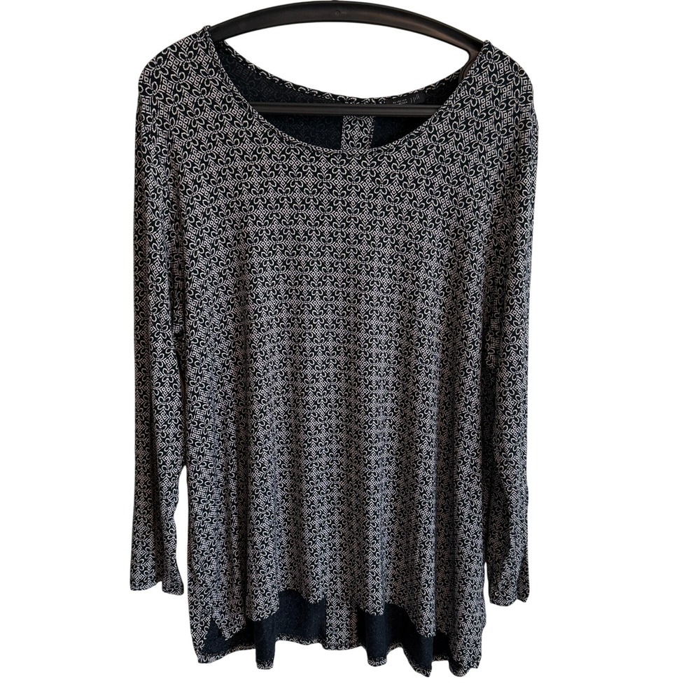 J Jill Womens Long Sleeve Printed Tunic Top Size XLP Office Casual Career